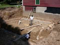 Meanwhile, the footings are being formed up.